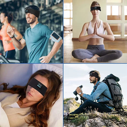 Bluetooth 5.0 Earphones Sports Sleeping Headband Elastic Wireless Headphones Music Eye Mask Wireless Headset Headband