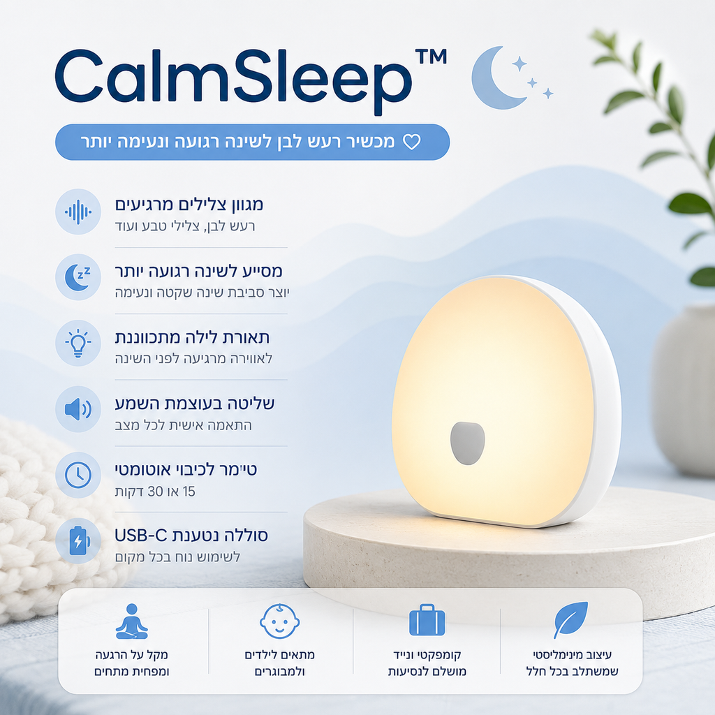 CalmSleep™ – מכשיר רעש לבן לשינה רגועה ונעימה יותר.